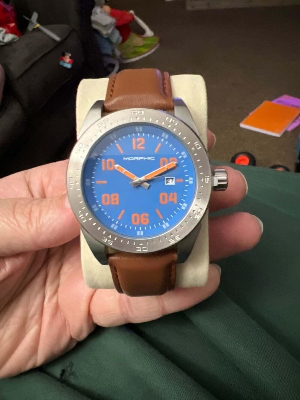 Morphic M63 Series MPH6306 Blue Dial Brown Leather Strap Men's Watch